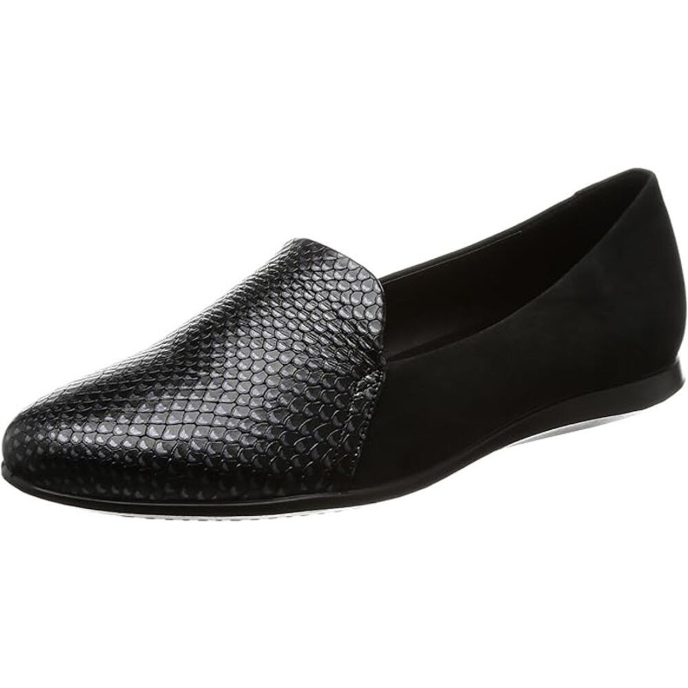 Ecco Womens Ballet Flats EU 41 US 10 Touch 2.0 Buffed Silver Black Leather Scale